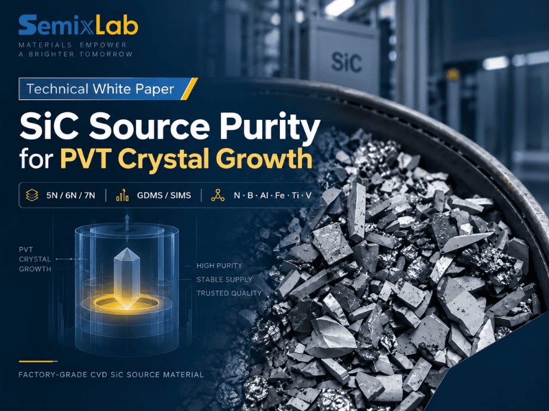 SiC source material (5N, 6N, and 7N purity grades) for PVT crystal growth