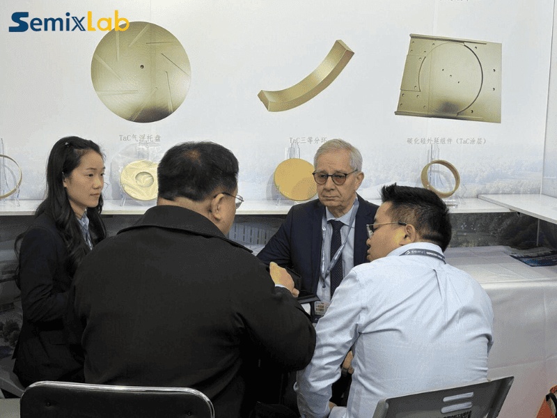 Technicians answer questions regarding CVD SIC COATING