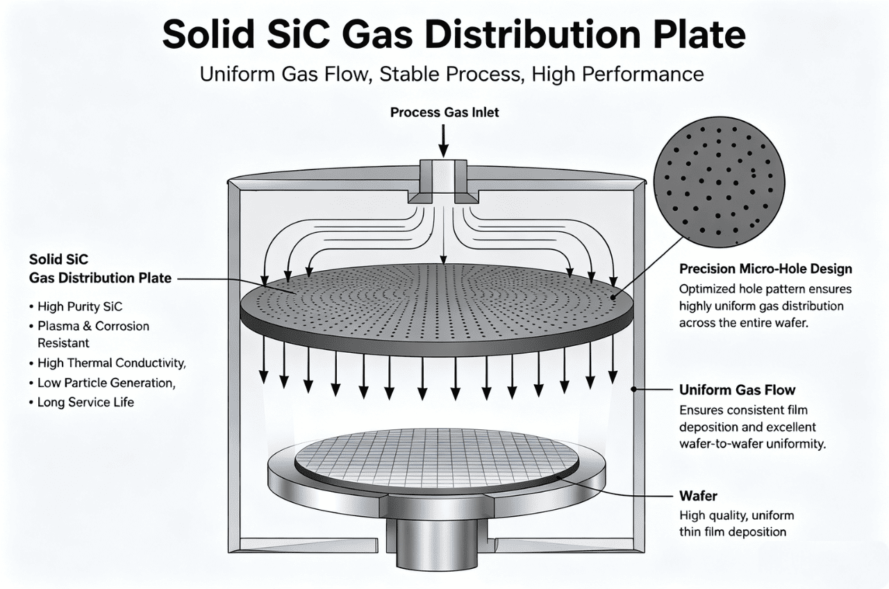 Working principle diagram of Solid SiC Gas Distribution Plate